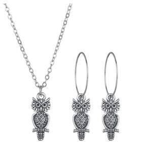 Owl 3 Piece Earring and Necklace Set